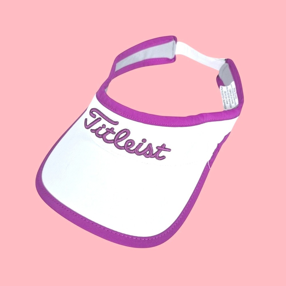 Titleist Golf Visor Women One Size White Pink Embroidered Logo Adjustable Strap